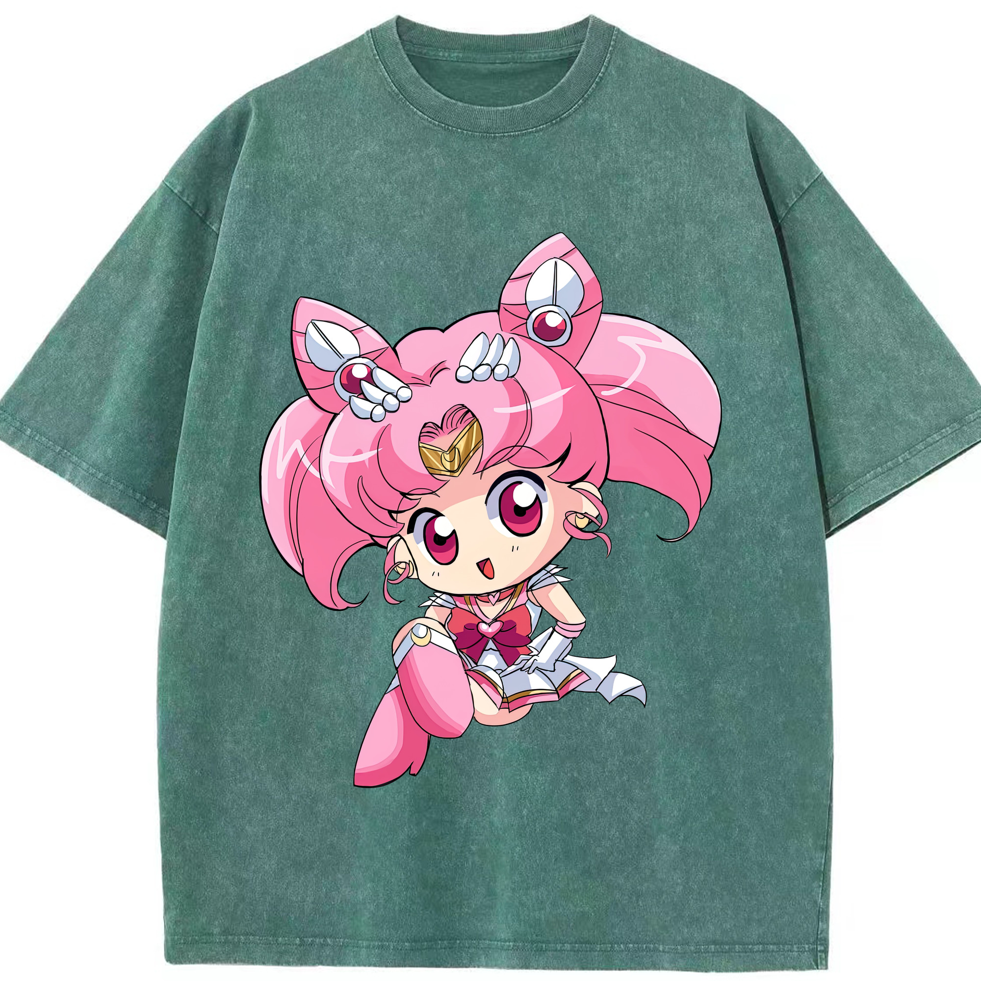 （画像用） 美少女戦士セーラームーン ちびうさ Sailor Moon Chibiusa Tsukino Usagi Small Lady Serenity 綿100% ヴィンテージ風 半袖Tシャツ（フロントプリント）